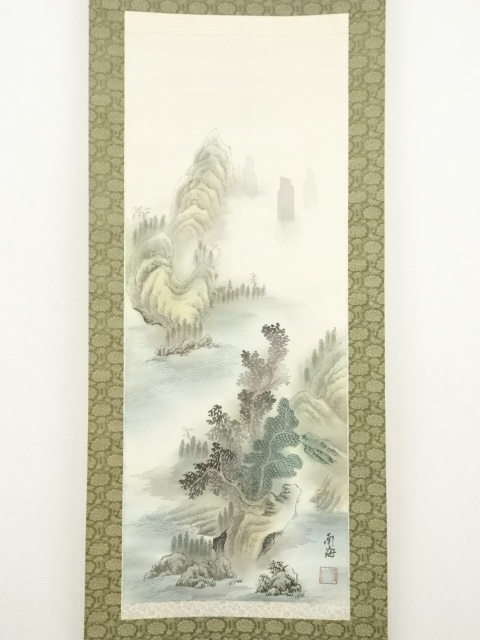 中国 絹本肉筆 着色山水 送料込み250417 中国 絹本肉筆 着色山水 送料